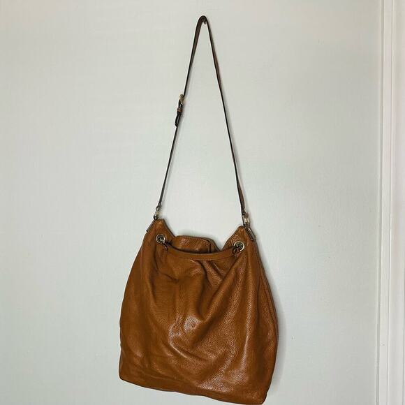 MICHAEL KORS Women's Jetset Brown Leather Gold Chain Handle Shoulder Bag - Picture 1 of 13